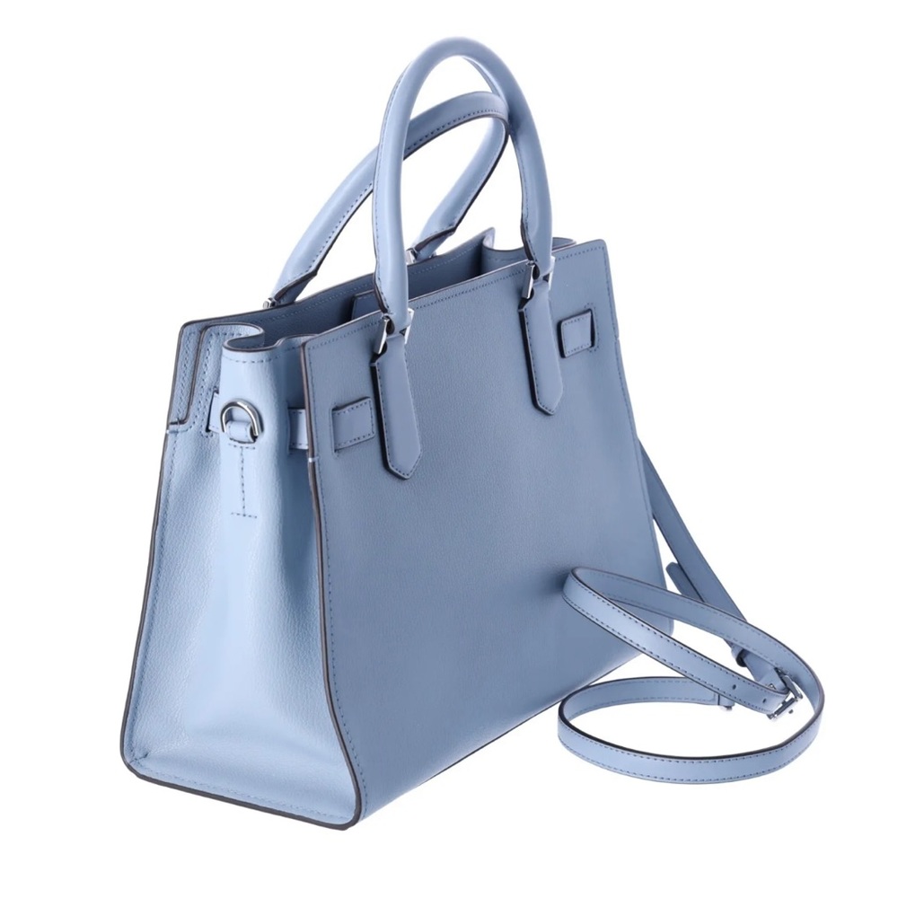 Michael Kors Hamilton Medium Satchel Crossbody Pale Blue Pebbled Leather - Picture 10 of 10